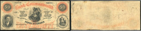 Continental-, Colonial Currency, State Issue, United States
Virginia. 50 $ 1861, 2 Signaturen. Richmond, Bk of Commonwealth, - Haxby 170
III/IV