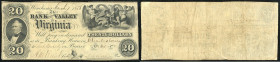 Continental-, Colonial Currency, State Issue, United States
Virginia. 20 $ 1856, 2 Signaturen, Design 20D. Winchester, Bk Valley Virg. – Haxby 255
III...