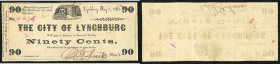 Continental-, Colonial Currency, State Issue, United States
Virginia. 60,90 Cents 1862, je 1 Signatur. Virg., City of Lynchsburg, Criswel C-627/33
III...