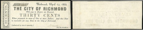 Continental-, Colonial Currency, State Issue, United States
Virginia. 10,25,30 Cents 1862, je 1 Signatur, C.1310,17,20. City of Richmond
I