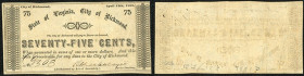 Continental-, Colonial Currency, State Issue, United States
Virginia. 50,60 (Rs auf 10$ Teil) 75 Cents 1862, je 2 Signaturen, C,1330,33,36. City of Ri...