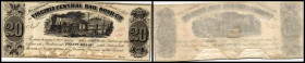 Continental-, Colonial Currency, State Issue, United States
Virginia. 20 $ 1861, 2 Signaturen, gelocht und rs. abgedeckt, C.V 268. Virginia Central Ra...