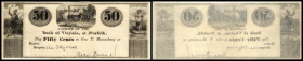 Continental-, Colonial Currency, State Issue, United States
Virginia. 50 Cents 1837, Hampton, 1 Signatur. Cashier of the Bk of VA, at Norfolk
I
