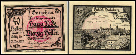 Haag, Marktgde.
Niederösterreich. Lot 5 Stück, 10,40h Stpl, 40,2x50h ohne Druck/Udr. zu 318. I