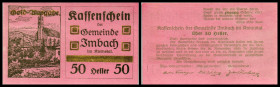 Imbach, Gde
Niederösterreich. Gold-Ausgabe auf gefärbten Papier, 10,20,50h P-rosa, D.schwarzgrün/grün (Vs/Rs) S404 (neu?). I