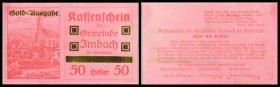 Imbach, Gde
Niederösterreich. Gold-Ausgabe auf gefärbten Papier, 10,20,50h P-hellrosa, D.hellrosa, S404 (neu?). I