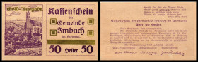 Imbach, Gde
Niederösterreich. Gold-Ausgabe auf gefärbten Papier, 10,20,50h P-sämisch, D.violett, S404 (neu?). I