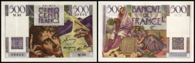 Bank de Francs
Frankreich. 500 Francs 9.1.1947, P-129a, letztes Datum. II