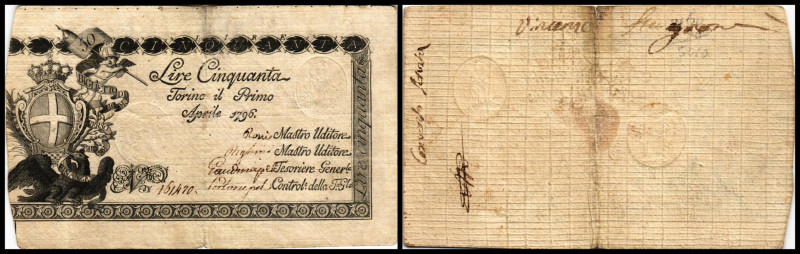 Specialized issues
Italien. Regie Finanze Torino, 50 Lire 1.4.1796, P-S130a. III...