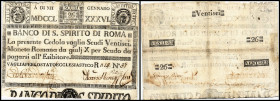 Banco di S.Spirito di Roma
Stato Pontificio Papal States Abstempelungen: Katalog Crapanzano 2010 (Seiten 463-68). 26 Scudi 12.1.1786, P-S400). llI-