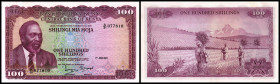 Kenya. Lot 2 Stück 100 Shillings 1.7.1972, KN laufende Nummer, P-10c. I