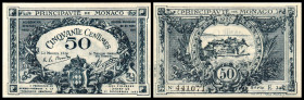 Monaco. 50 Ctm. 16.3.1920, KN + Serie E, P-3a. I
