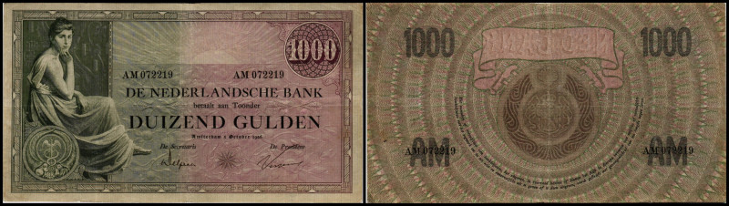 Niederlande. 1000 Gulden 5.10.1926, Serie AM, min. Nst., P-48. III-