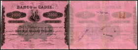 Banco de Cadiz
Specialized Issues. 2000 Pesetas (1863) P-S295. III