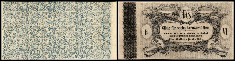 (Deutsch)-Gabel, Böhmen, Adam Helwig Sohn. 3,6 Kreuzer, April 1849, Keller-173. ...