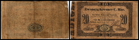 Komotau, Böhmen, Rentkasse. 10,20 Kr. 1.1,1849, Signaturen.handschriftlich, Rs Stadt-Stpl., Ke-297a. IV