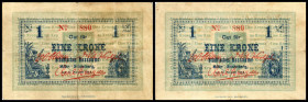 Mährisch Schönberg, Mähren, Städt.Kassenamt. 10h, 2x1Krone 1914, Richter-88a,bl,II. I/III