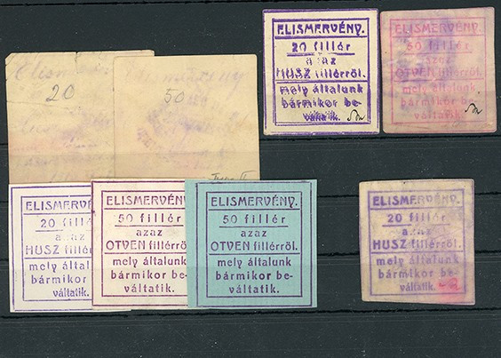 Sepsiszentgyögy, Klinger Henrik, Weberei, Ungarn. 8 Stück, je 4x20,50 filler, 3x...