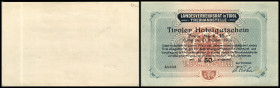 Tirol, Stadt-Landesverkehrsrat (Hotelgutscheine). 50 Kronen = 15 Mark, D.einseitig, Giltig bis 31.10.1920, Richter-9,1a. I
