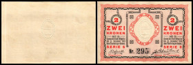 Müglitz, Mähren, Stadt. 2 Kronen, 1918/19, Serie 6, 50h o.D.-1919(III) Richter-78/II,IIIa. I-/III-