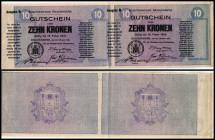 Reichenberg, Böhmen, Stadt. je 2x 5,10,20 Kronen, 1918/19, Vs. Druckfehler im Bogen, zu Richter-88a-c. I/II-
