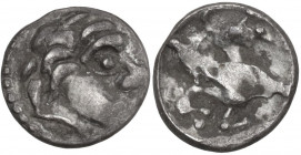 Celtic World. Celtic, Eastern Europe. AR Obol, imitation of Philip II of Macedon, 2nd-1st century BC. Obv. Celticized head right. Rev. Horseman left. ...