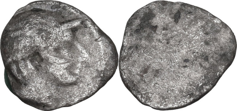 Greek Italy. Etruria, Populonia. AR 5-Asses, 3rd century BC. Obv. Head of Turms ...