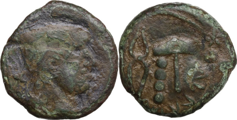 Greek Italy. Etruria, Populonia. AE Triens of 10 Units. Late 3rd century BC. Obv...
