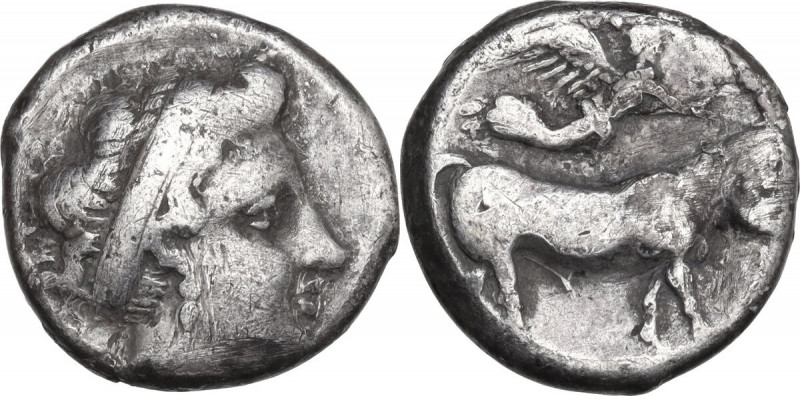 Greek Italy. Central and Southern Campania, Neapolis. AR Nomos, c. 350-325 BC. O...