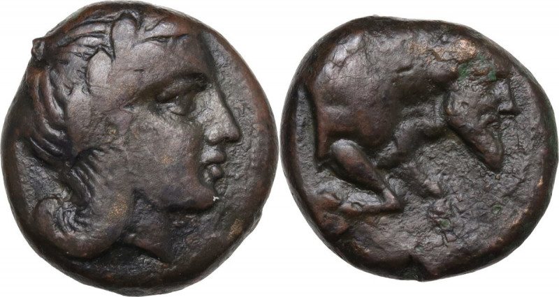 Greek Italy. Central and Southern Campania, Neapolis. AE 19 mm. c. 325-320 BC. O...