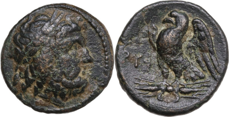 Greek Italy. Southern Apulia, Rubi. AE 19 mm. c. 300-225 BC. Obv. Laureate head ...
