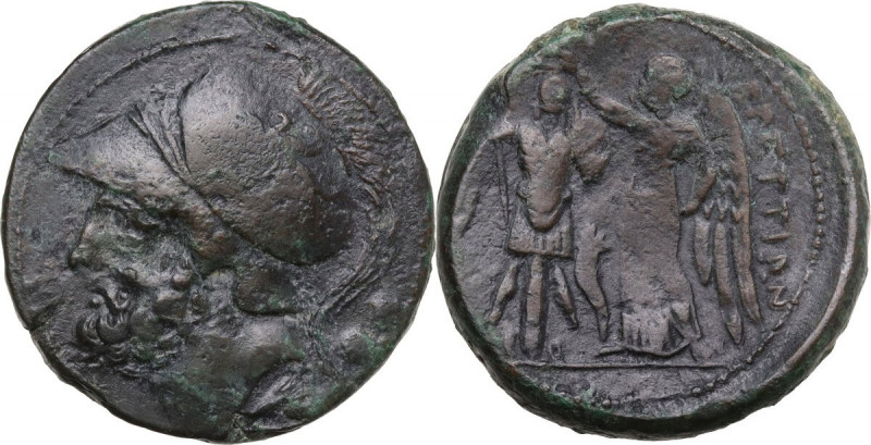 Greek Italy. Bruttium, Brettii. AE Didrachm, c. 214-211 BC. Obv. Helmeted head o...