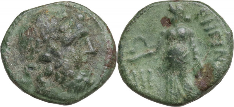 Greek Italy. Bruttium, Rhegion. AE Trichalkon, c. 211-200 BC. Obv. Laureate head...