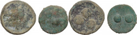 Sicily. Panormos as Ziz. Lot of AE Tetras and AE Hexas, c. 415-400 BC. HGC 2 1054 and 1055. AE. 19 mm and 5.75 gr. 16 mm and 3.12 gr. Good F.