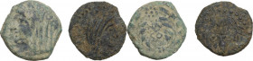 Sicily. Panormos. Under Roman Rule. Lot of two AE, after 212 BC. Naso quaestor. Obv. Diademed and veiled head of Demeter. Rev. NA/SO within laurel wre...
