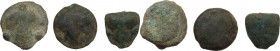 Sicily. Selinos. Multiple lot of three (3) AE cast Hexantes (2) and a Tetras. HGC 2 1234, 1235 and 1237. AE.