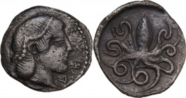 Sicily. Syracuse. Second Democracy (466-405 BC). AR Litra. Obv. Diademed head of Arethousa right. Rev. Octopus. HGC 2 1375. AR. 0.70 g. 11.50 mm. VF.