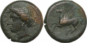 Sicily. Syracuse. Timoleon and the Third Democracy (344-317 BC). AE 21 mm. Obv. ΣYPAKOΣIΩN. Head of Persephone left, wearing wreath of grain ears. Rev...