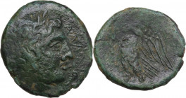 Sicily. Syracuse. Hiketas (287-278 BC). AE 22 mm. Obv. Laureate head of Zeus Hellanios right. Rev. Eagle standing left on thunderbolt, wings open. CNS...