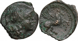Sicily. Tauromenion. Roman Rule, after 212 BC. AE 17.5 mm. Obv. Head of Athena right, helmeted. Rev. Pegasus flying right. CNS III 36; HGC 2 1599. AE....