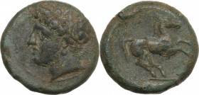 Punic Sardinia. AE Unit, c. 375-350 BC. Obv. Wreathed head of Triptolemos left. Rev. Rearing horse right. Lulliri pl. 23, 446-453; SNG Cop. 1023/4 (Si...