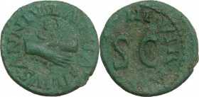 Augustus (27 BC - 14 AD). AE Quadrans, 9 BC. Obv. Clasped hands holding caduceus. Rev. Large SC surrounded by legend. RIC I (2nd ed.) 420. AE. 3.05 g....