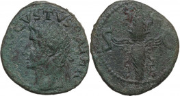 Divus Augustus (died 14 AD). AE As, struck under Tiberius, 34-37. Obv. Radiate head left. Rev. Winged thunderbolt. RIC I (2nd ed.) (Tib.) 83. AE. 10.6...