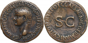 Germanicus (died 19 AD). AE As. Struck under Gaius (Caligula), AD 37-38. Obv. Bare head left. Rev. Legend around large SC. RIC I (2nd ed.) 35. AE. 11....