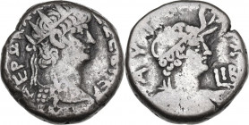 Nero (54-68). BI Tetradrachm, Alexandria mint. Dated RY 12 (65-66 AD). Obv. Radiate bust right, wearing aegis. Rev. Draped bust of Alexandria right, w...