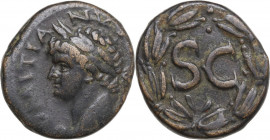 Domitian (81-96 AD). AE Semis, Antioch mint (Seleucis and Pieria). Obv. Laureate head left. Rev. Large S C within laurel wreath. McAlee 411c; RPC II 2...