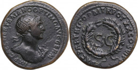 Trajan (98-117). AE As, 114-117. Obv. Radiate bust right, wearing aegis. Rev. SC in oak wreath. RIC II 644. AE. 8.10 g. 23.70 mm. Nice coin. VF/Good V...