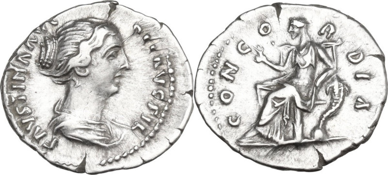 Faustina II (died 176 AD). AR Denarius, 145-161. Obv. Draped bust right. Rev. Co...