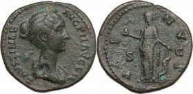 Faustina II (died 176 AD). AE As, struck under Antoninus Pius, circa 150-152 AD. Obv. FAVSTINAE AVG PII AVG FIL. Draped bust right, band of pearls rou...