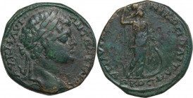 Caracalla (198-217). AE 24 mm, Nikopolis ad Istrum mint (Moesia Inferior). Obv. Laureate head right. Rev. Athena standing right, holding spear and lea...